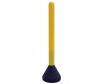 yellow plastic bollard post mounted on heavy black rubber base