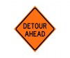 JBC safety sign Detour Ahead", non-reflective, Orange