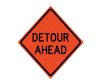 JBC safety sign Detour Ahead", reflective,Red