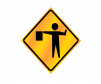 JBC roll up sign, Flagman image, reflective, Yellow