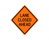 JBC safety sign "Lane Closed Ahead",non- reflective,Orange 