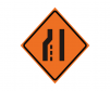 Road work roll up sign 'Lane ends, leftt merge" image, non-reflective Orange