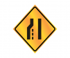 Road work roll up sign 'Lane ends, left merge" image,,Yellow