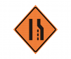Road work roll up sign 'Lane ends, leftt merge" image, Orangege,