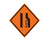 Road work roll up sign 'Lane ends, right merge" image, Orange