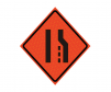 Road work roll up sign 'Lane ends, right merge" image,Red