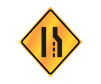 Road work roll up sign 'Lane ends, right merge" image, Yellow