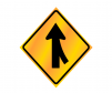 JBC roll up traffic sign, "Merge left" symbol, Yellow