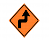 JBC Safety sign, Turn Right" image, reversible, Orange