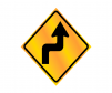 JBC Safety sign, Turn Right" image, reversible, reflective, Yellow
