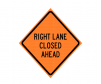 JBC warning sign "Right Lane Closed Ahead", Orange