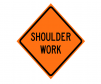 JBC roll up sign "Shoulder Work", non-reflective, Orange