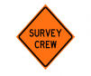 JBC roll up sign "Survey Crew",reflective, Orange