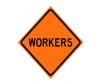 JBC roll up safety sign "worker" with non reflective vinyl, Orange