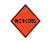 JBC roll up sign " Workers " with orafol reflexite marathon, Red