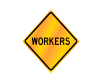 JBC roll up sign "Workers", reflective, Yellow