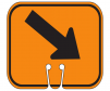 Top Sign for safety cones, orange, Diagonal Right Arrow
