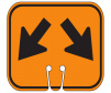 Top Sign for safety cones, orange, Double Diagonal Arrows