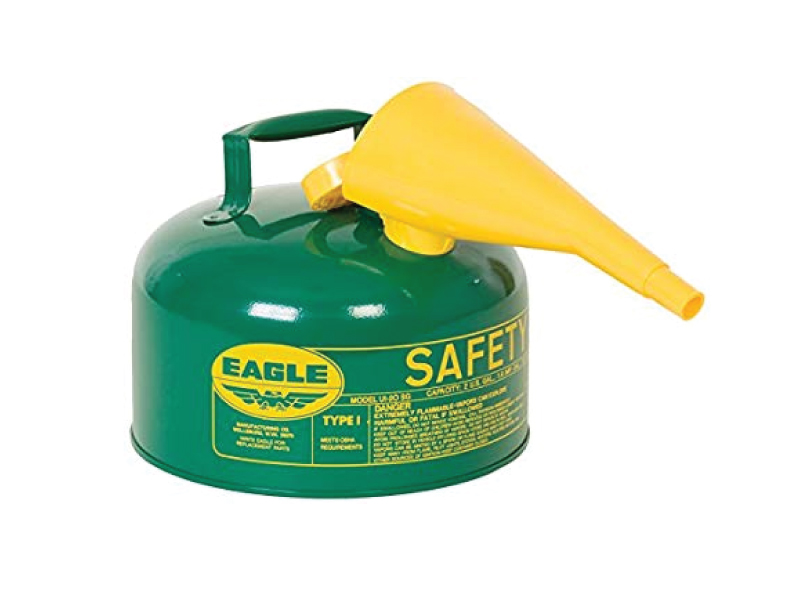 11.25 in Diameter 2 Gallon Capacity Eagle UI-20-FS Red Galvanized Steel Type 1 Gasoline Safety Can with Funnel 9.5 in Height 