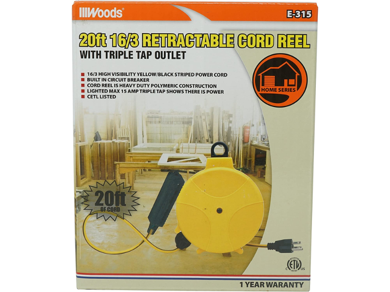 Woods® Designers Edge® E315 Retractable Extension Cord Reel 20' Feet