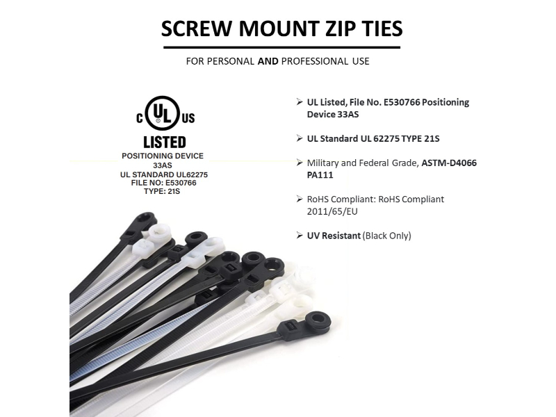 Screw Mount Cable Ties Zip Ties With Screw Hole Mounted Head Zip