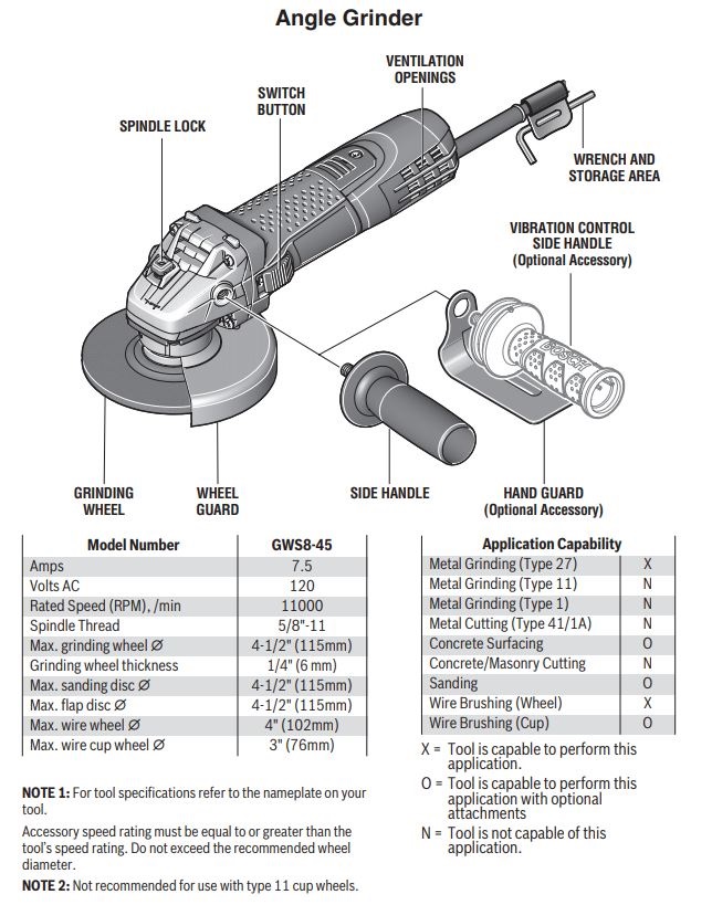  Bosch GWS8-45 amoladora de ángulo, 4-1/2 pulgadas : Todo lo  demás