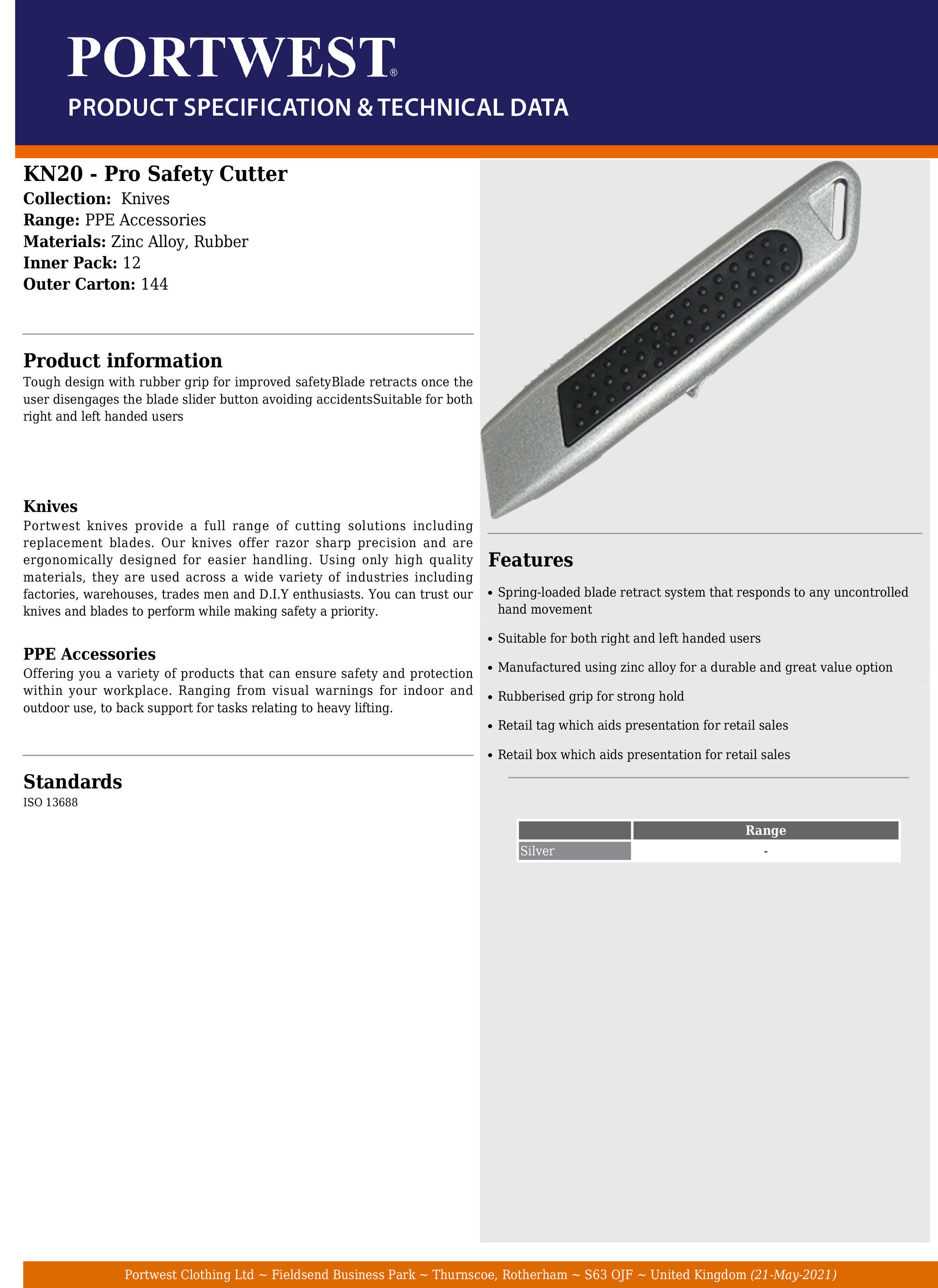 Portwest KN10 - Ultra Safety Cutter - Black