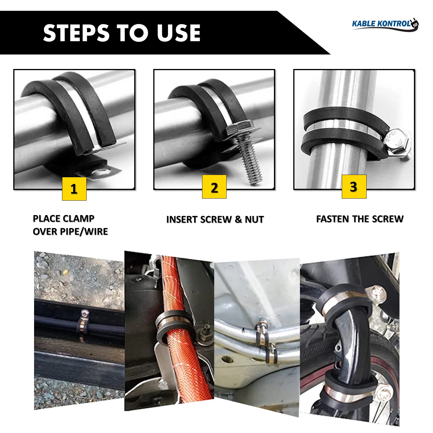 Stainless Steel Cable Clamps  Rubber Insulated Cable Clamps