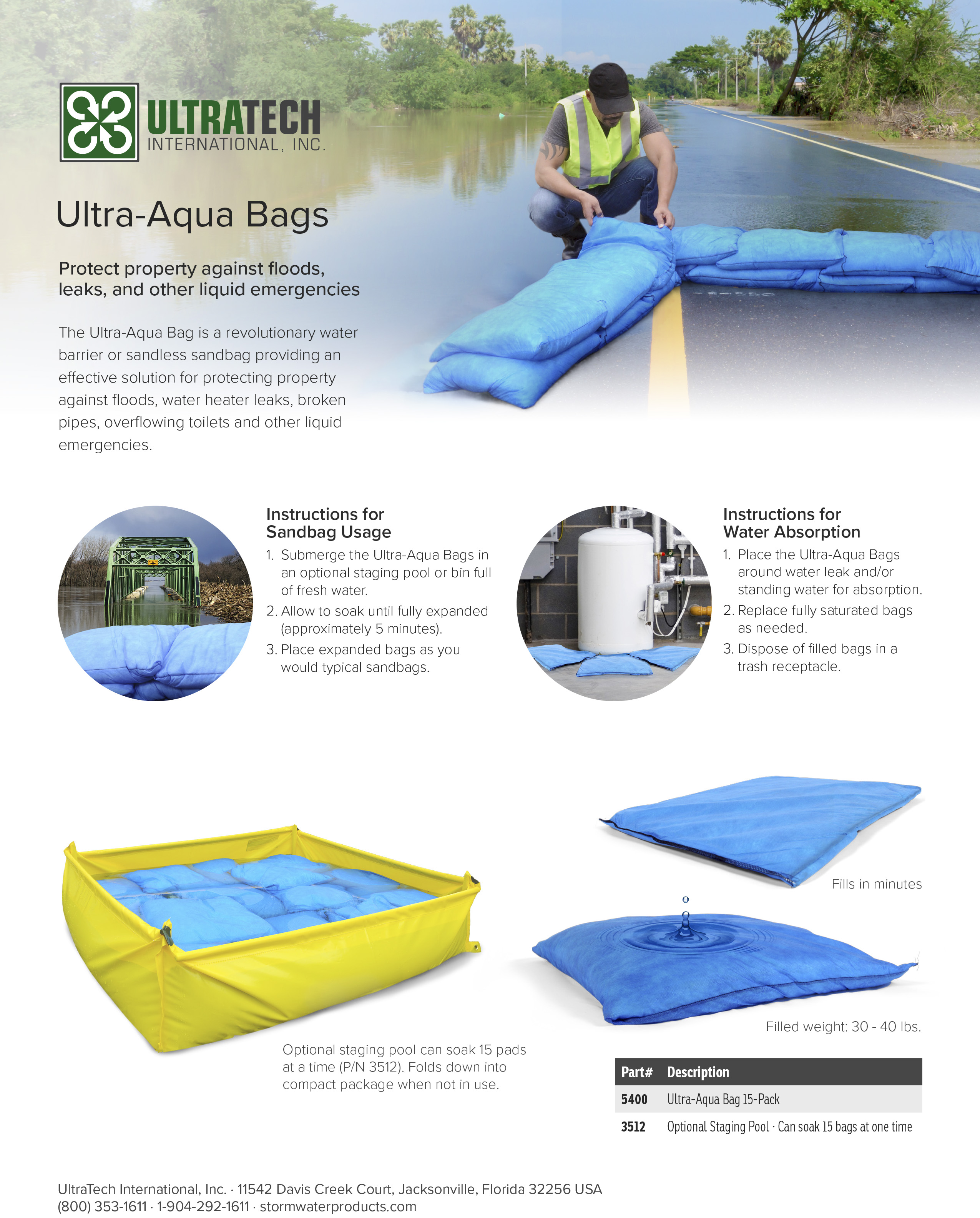 Sandless Sandbag Ultratech® Aqua Bag