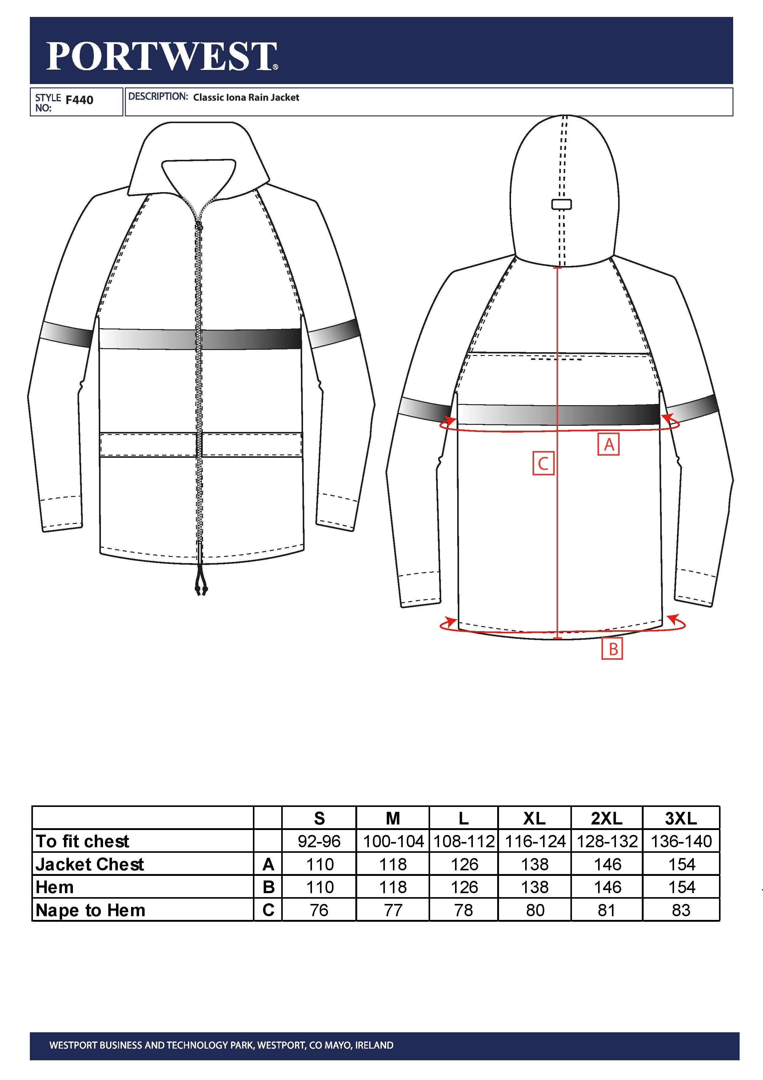 PORTWEST® Classic Iona Rain Jacket - F440